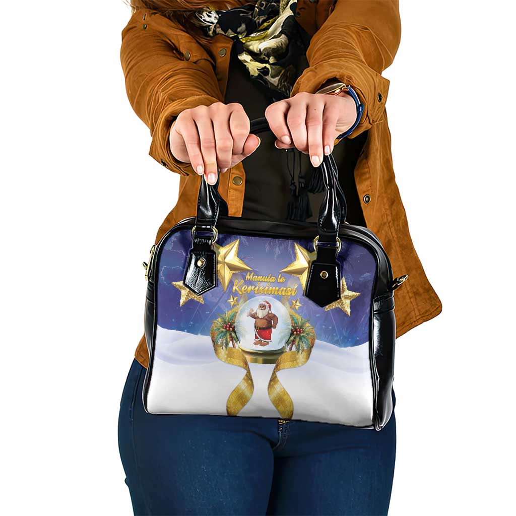 Samoa Christmas Shoulder Handbag Snow Globe With Samoan Santa LT05 One Size Navy - Polynesian Pride