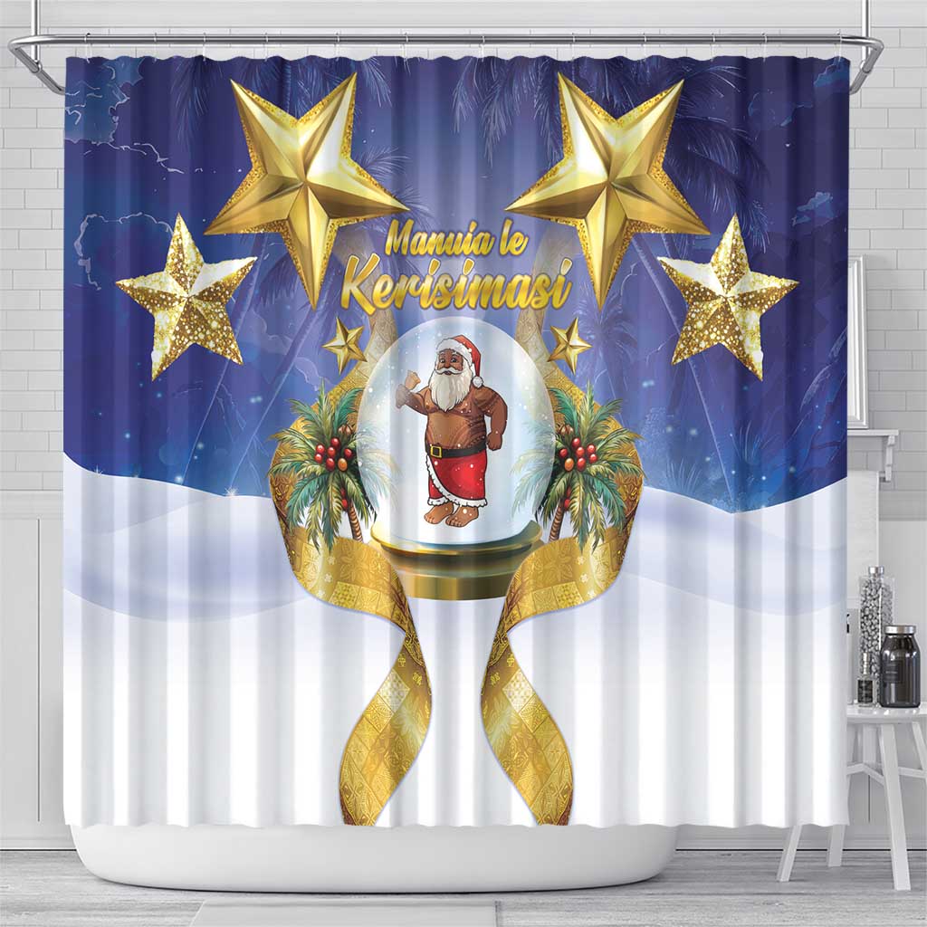 Samoa Christmas Shower Curtain Snow Globe With Samoan Santa LT05 - Polynesian Pride