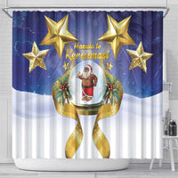 Samoa Christmas Shower Curtain Snow Globe With Samoan Santa LT05 - Polynesian Pride