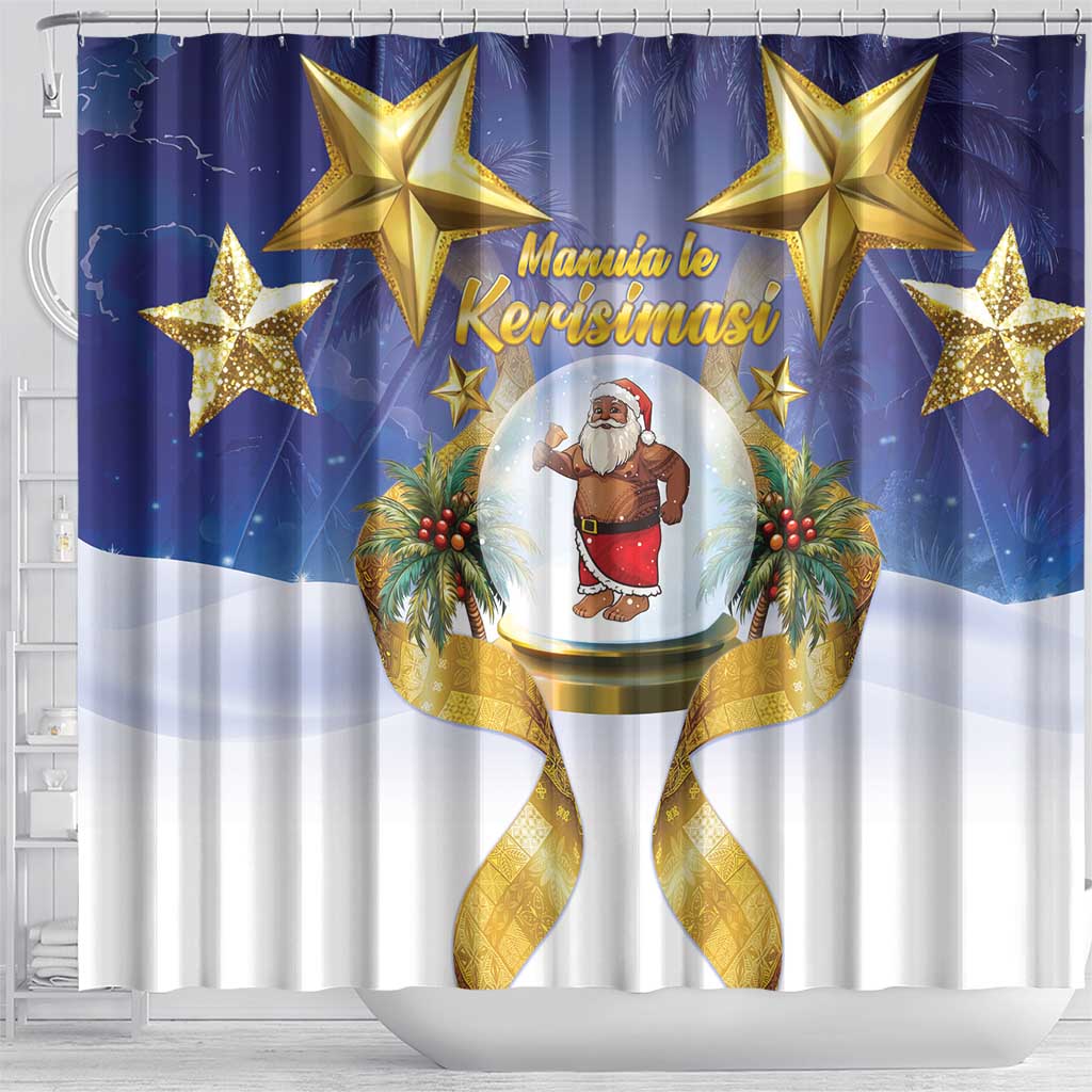 Samoa Christmas Shower Curtain Snow Globe With Samoan Santa LT05 - Polynesian Pride
