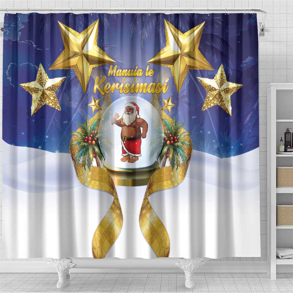 Samoa Christmas Shower Curtain Snow Globe With Samoan Santa LT05 - Polynesian Pride
