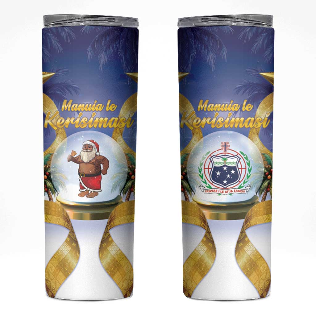 Samoa Christmas Skinny Tumbler Snow Globe With Samoan Santa - Polynesian Pride