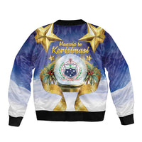 Samoa Christmas Sleeve Zip Bomber Jacket Snow Globe With Samoan Santa LT05 - Polynesian Pride