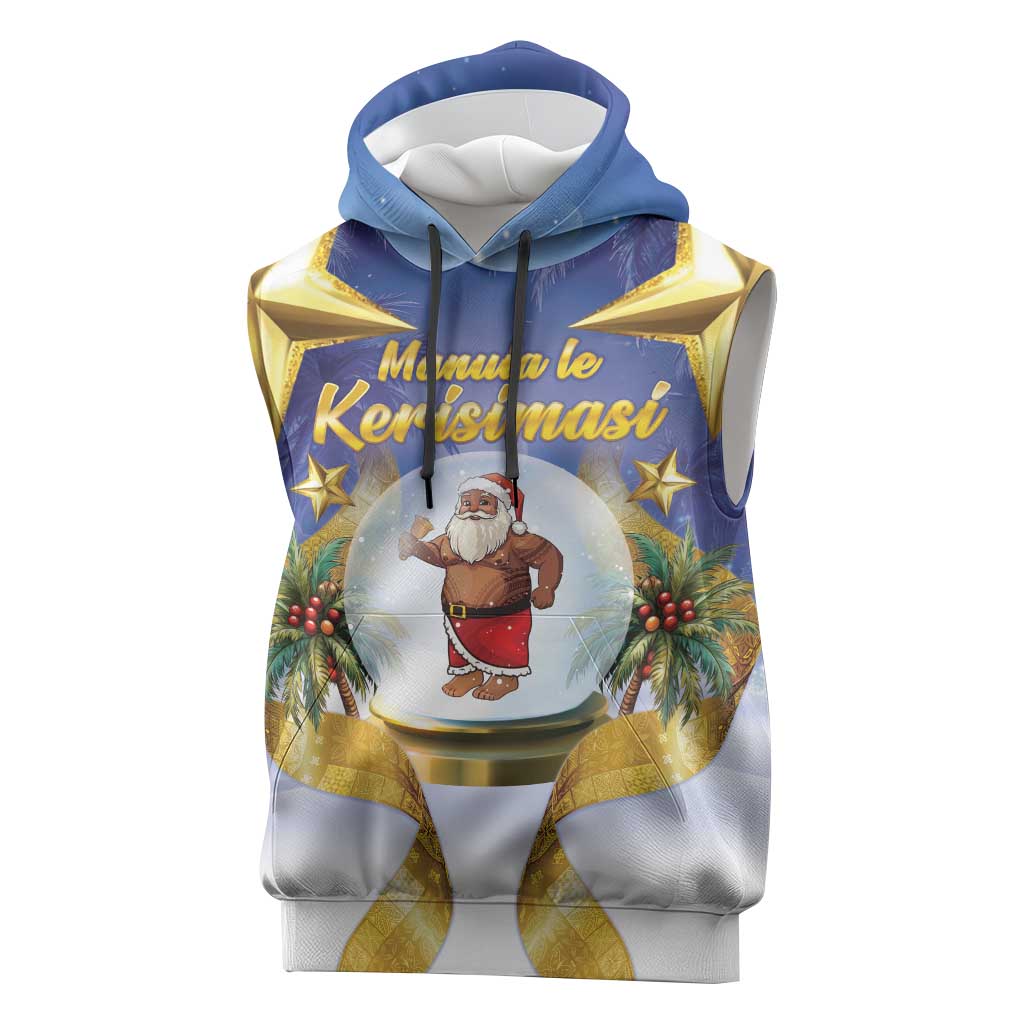 Samoa Christmas Sleeveless Hoodie Snow Globe With Samoan Santa - Polynesian Pride