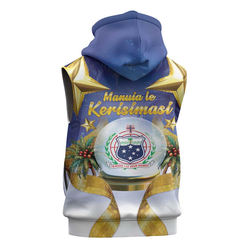 Samoa Christmas Sleeveless Hoodie Snow Globe With Samoan Santa - Polynesian Pride