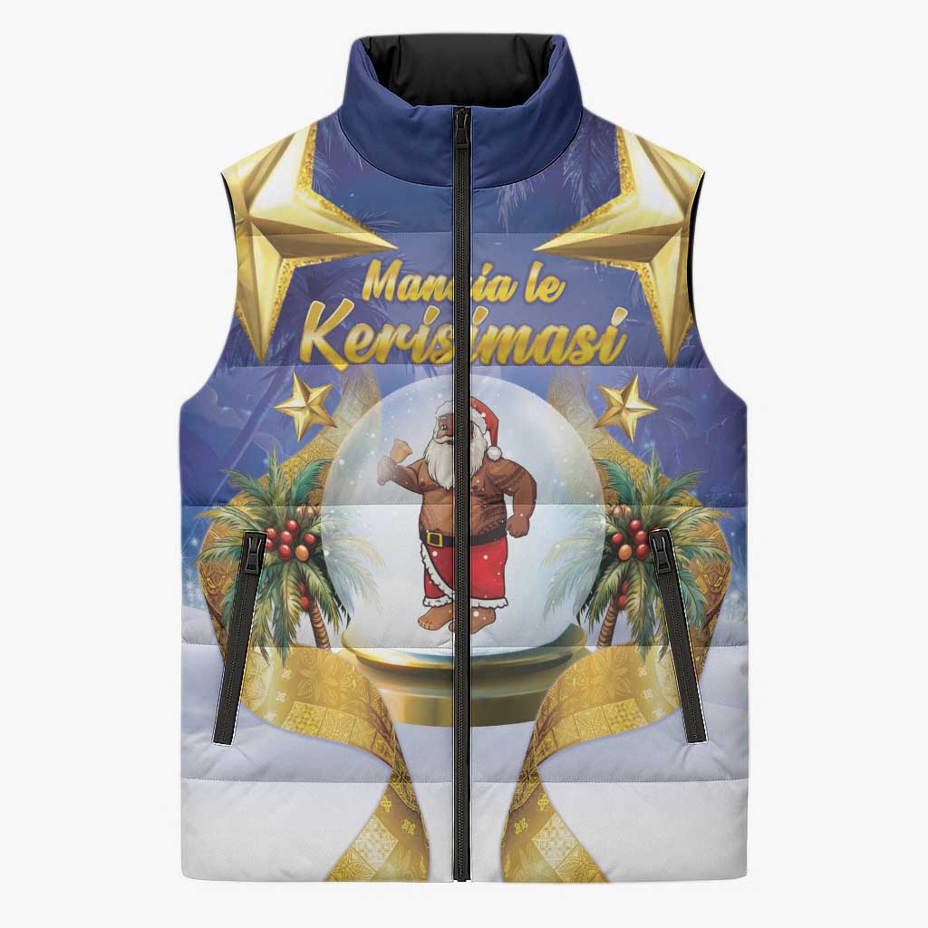 Samoa Christmas Sleeveless Puffer Jacket Snow Globe With Samoan Santa - Polynesian Pride