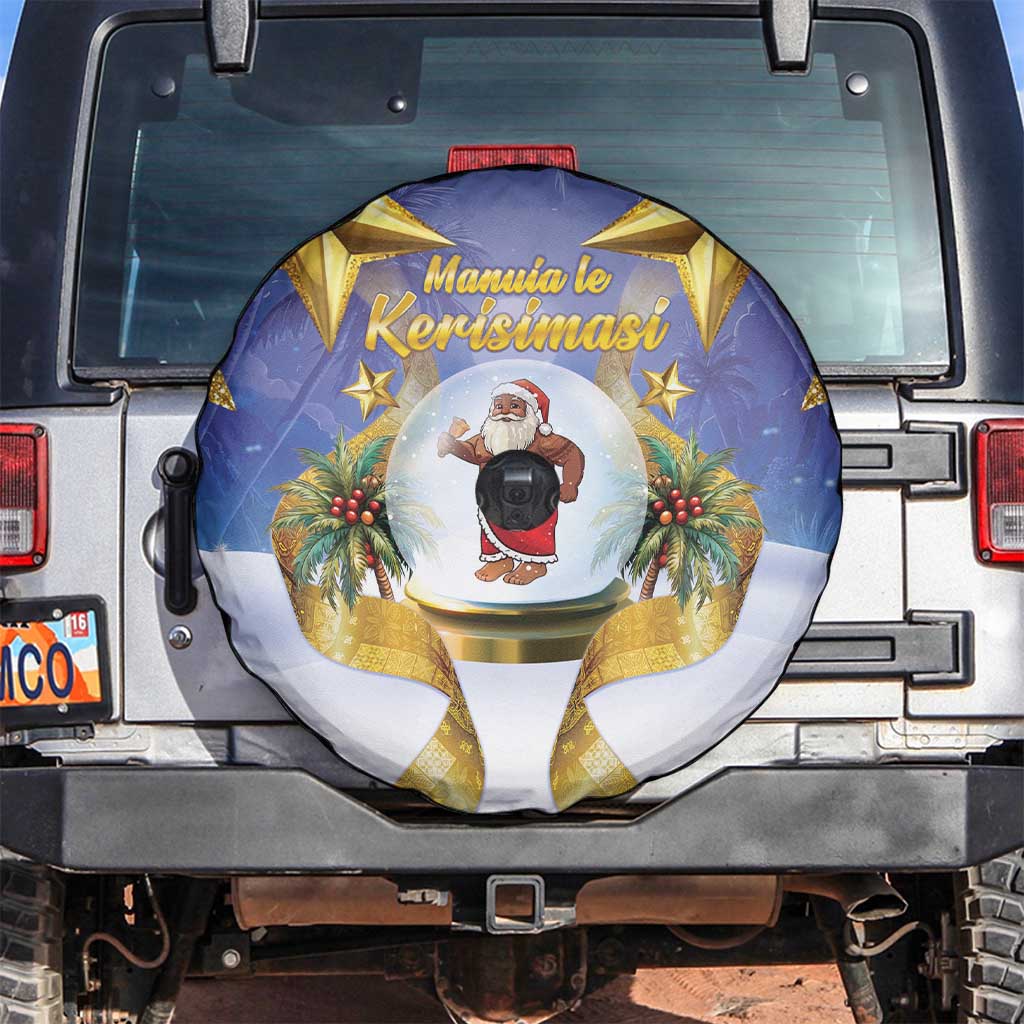 Samoa Christmas Spare Tire Cover Snow Globe With Samoan Santa LT05 Navy - Polynesian Pride