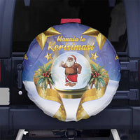 Samoa Christmas Spare Tire Cover Snow Globe With Samoan Santa LT05 No hole Navy - Polynesian Pride