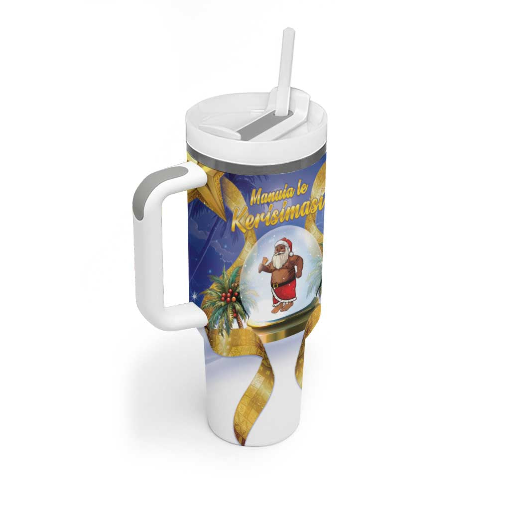 Samoa Christmas Tumbler With Handle Snow Globe With Samoan Santa - Polynesian Pride