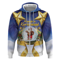 Samoa Christmas Zip Hoodie Snow Globe With Samoan Santa LT05 Zip Hoodie Navy - Polynesian Pride