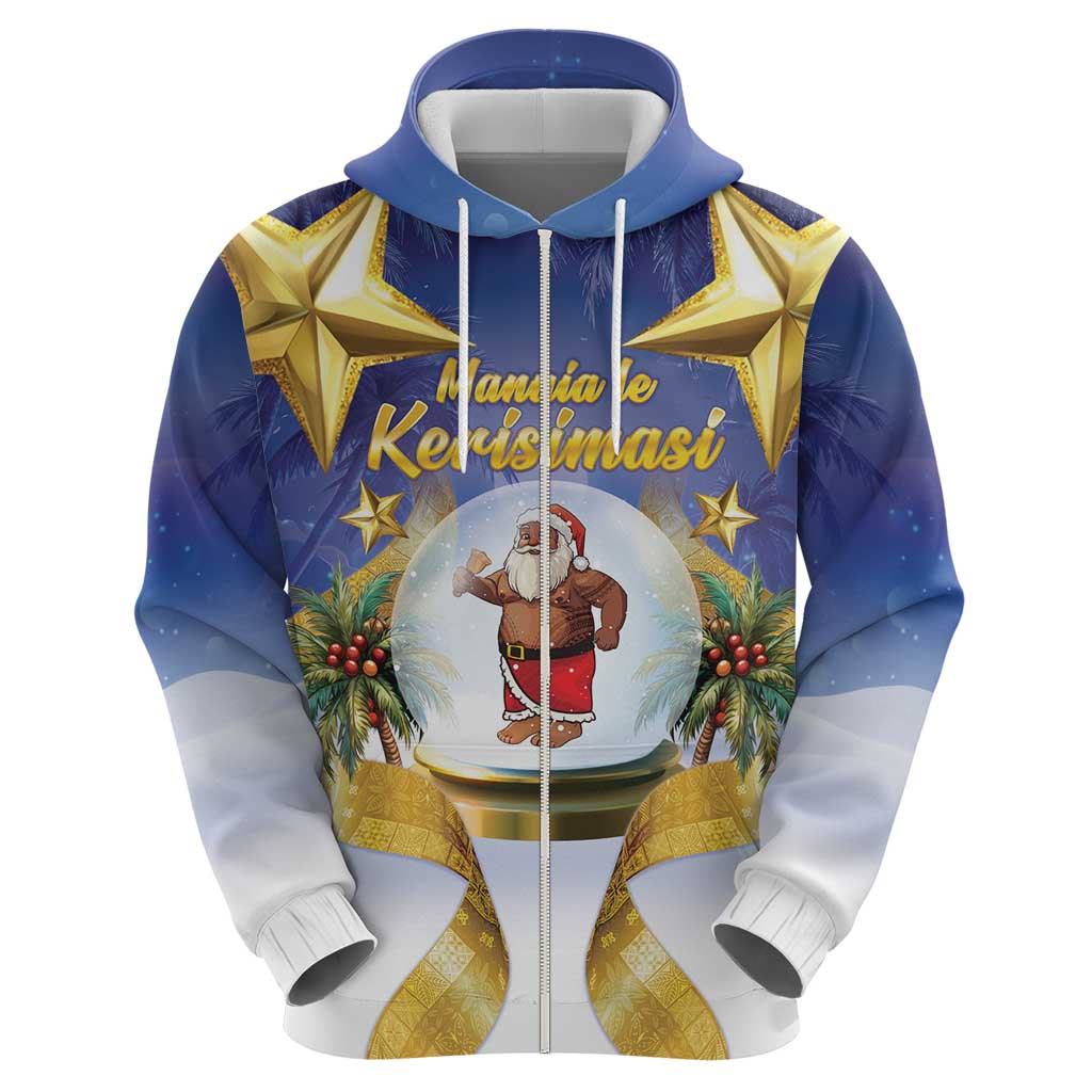 Samoa Christmas Zip Hoodie Snow Globe With Samoan Santa LT05 - Polynesian Pride