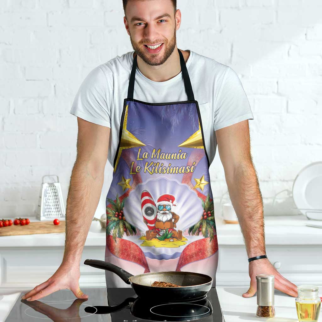 American Samoa Christmas Apron Seashell Santa Beach Vibes - Polynesian Pride