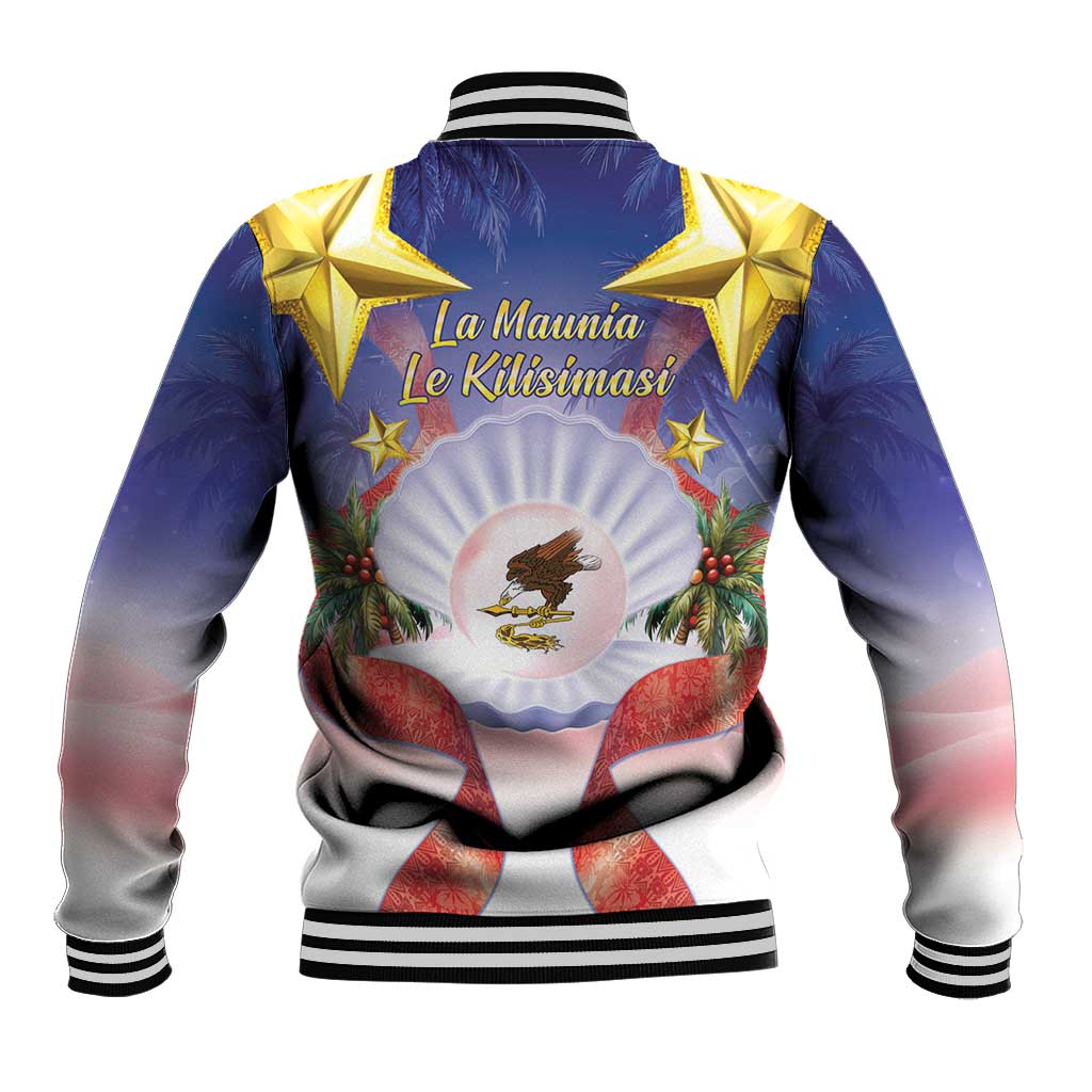 American Samoa Christmas Baseball Jacket Seashell Santa Beach Vibes LT05 - Polynesian Pride