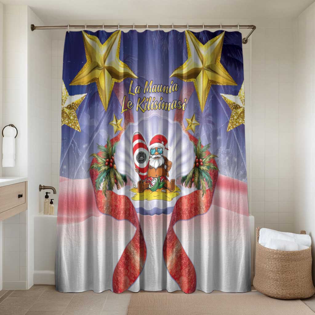 American Samoa Christmas Bathroom Set Seashell Santa Beach Vibes - Polynesian Pride