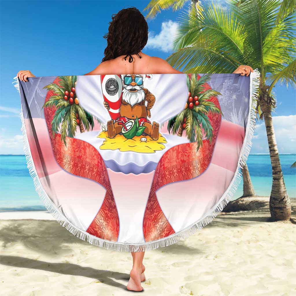American Samoa Christmas Beach Blanket Seashell Santa Beach Vibes LT05 - Polynesian Pride