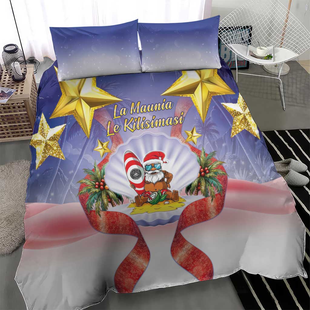 American Samoa Christmas Bedding Set Seashell Santa Beach Vibes LT05 - Polynesian Pride