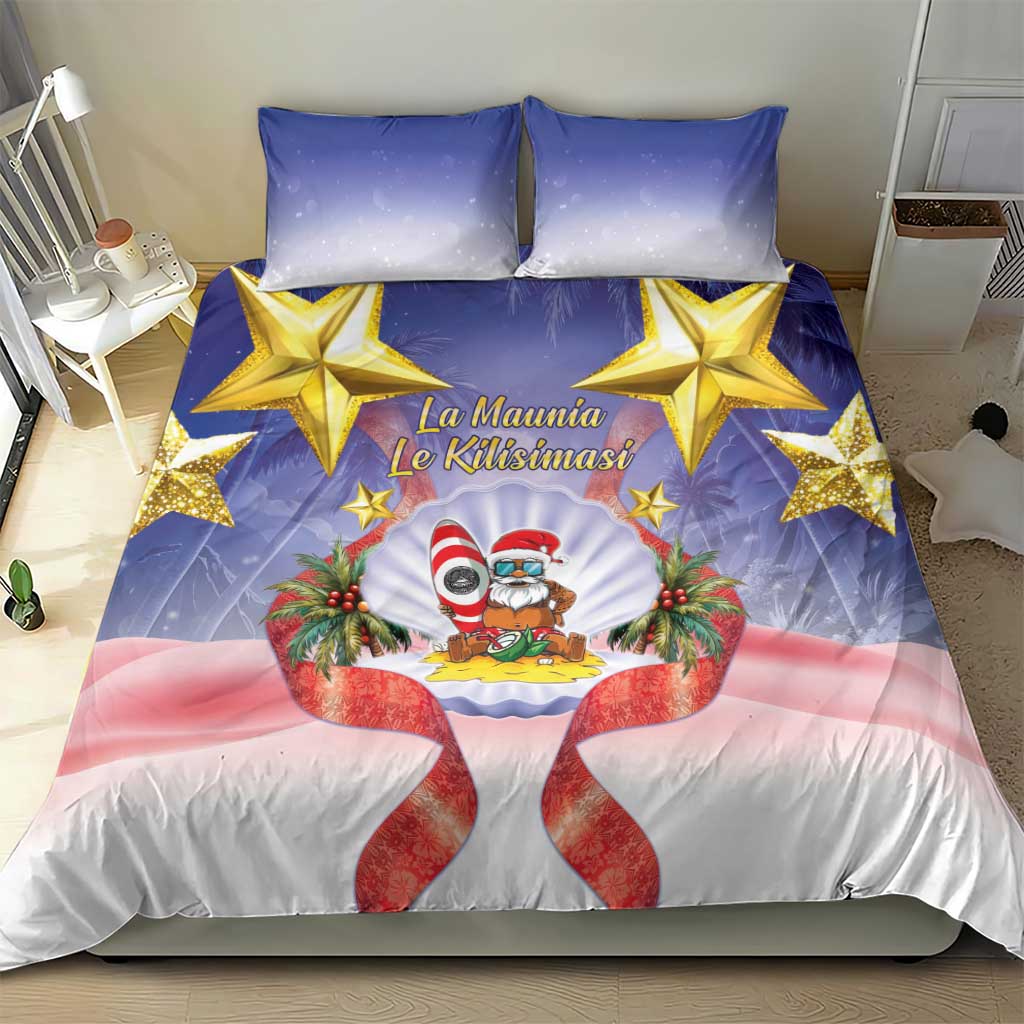 American Samoa Christmas Bedding Set Seashell Santa Beach Vibes LT05 - Polynesian Pride