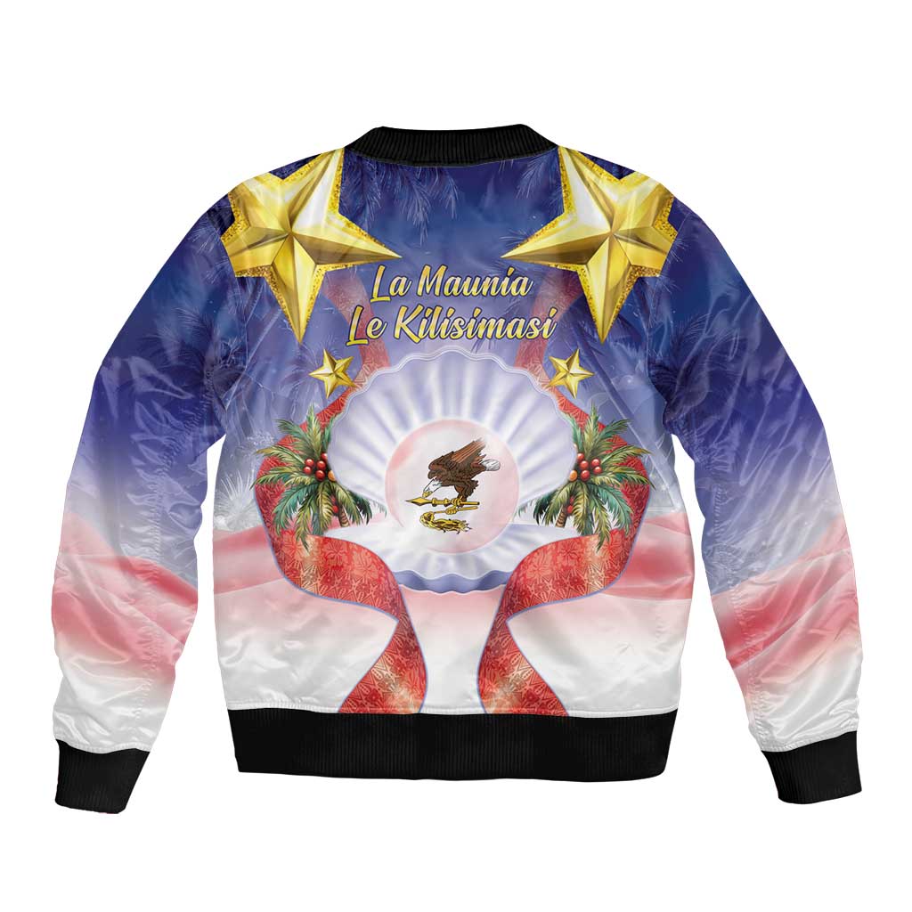 American Samoa Christmas Bomber Jacket Seashell Santa Beach Vibes LT05 - Polynesian Pride