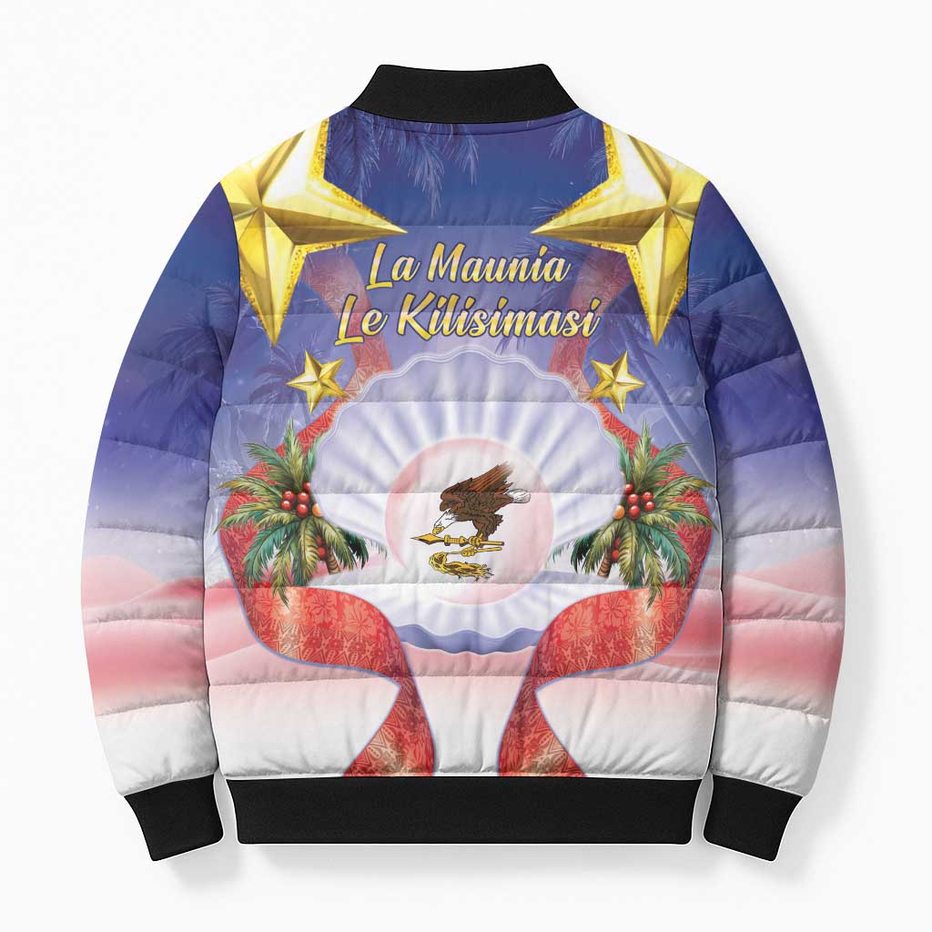 American Samoa Christmas Bomber Puffer Jacket Seashell Santa Beach Vibes LT05 - Polynesian Pride