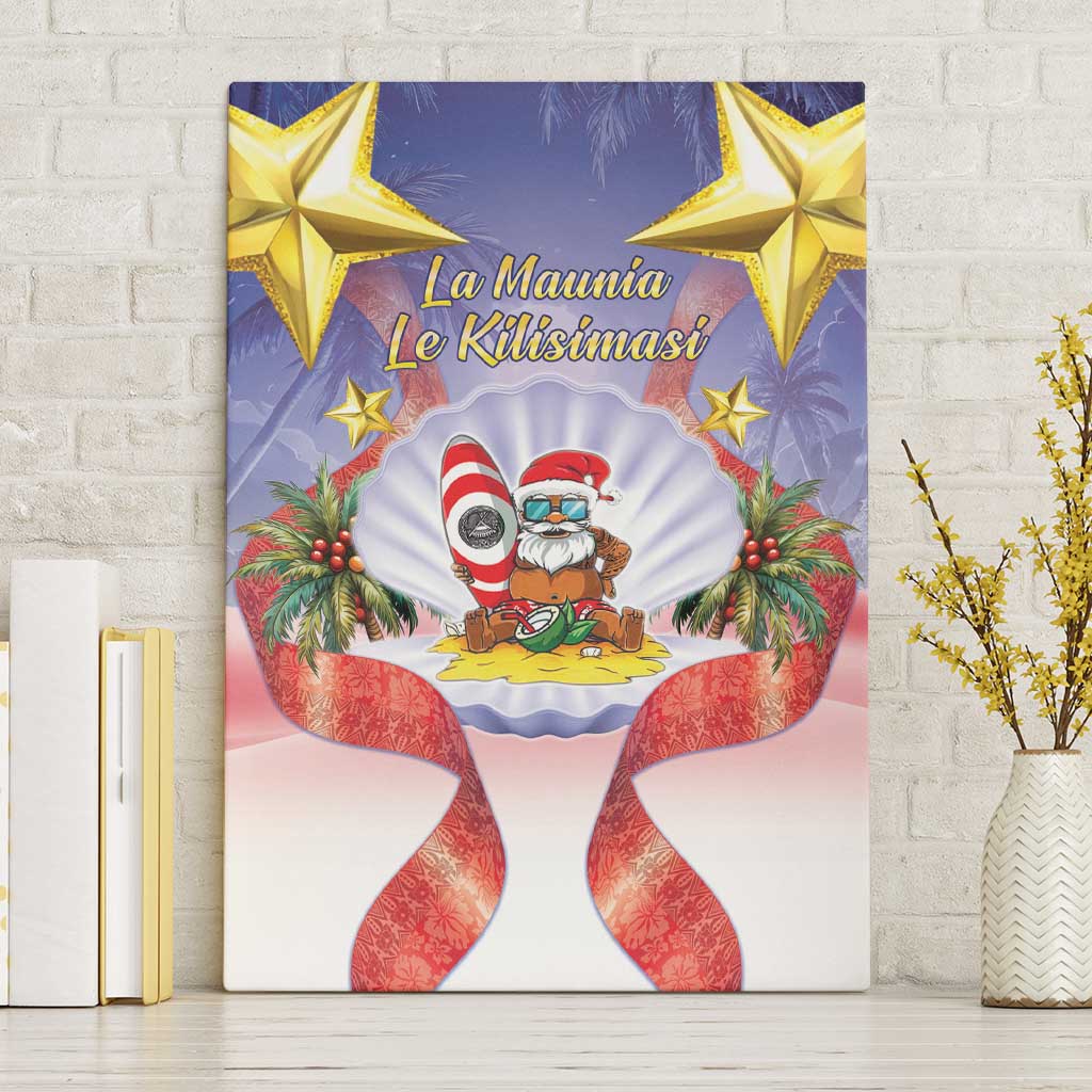 American Samoa Christmas Canvas Wall Art Seashell Santa Beach Vibes LT05 Without Frame Navy - Polynesian Pride