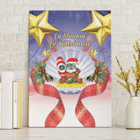 American Samoa Christmas Canvas Wall Art Seashell Santa Beach Vibes LT05 Without Frame Navy - Polynesian Pride