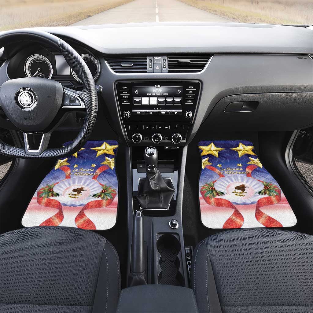 American Samoa Christmas Car Mats Seashell Santa Beach Vibes LT05 Set 2pcs - Front Navy - Polynesian Pride