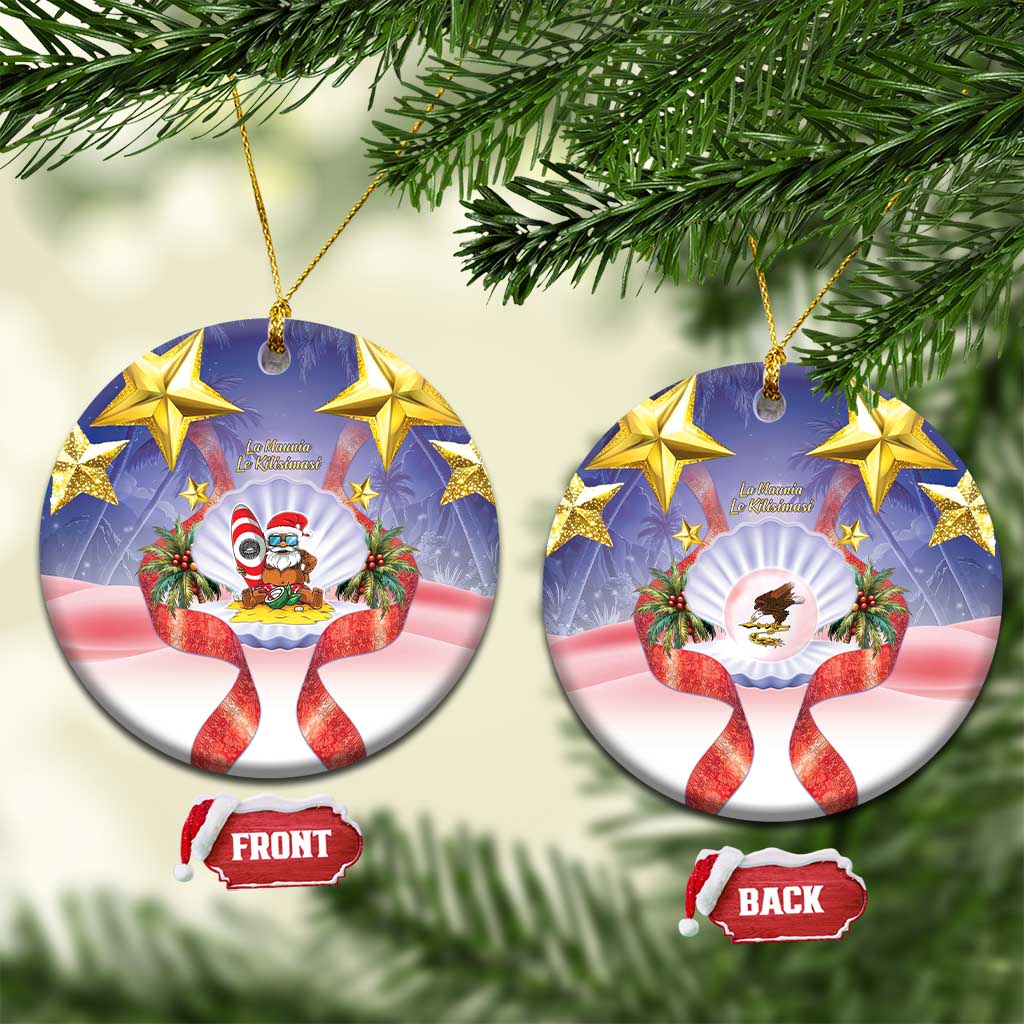 American Samoa Christmas Ceramic Ornament Seashell Santa Beach Vibes - Polynesian Pride