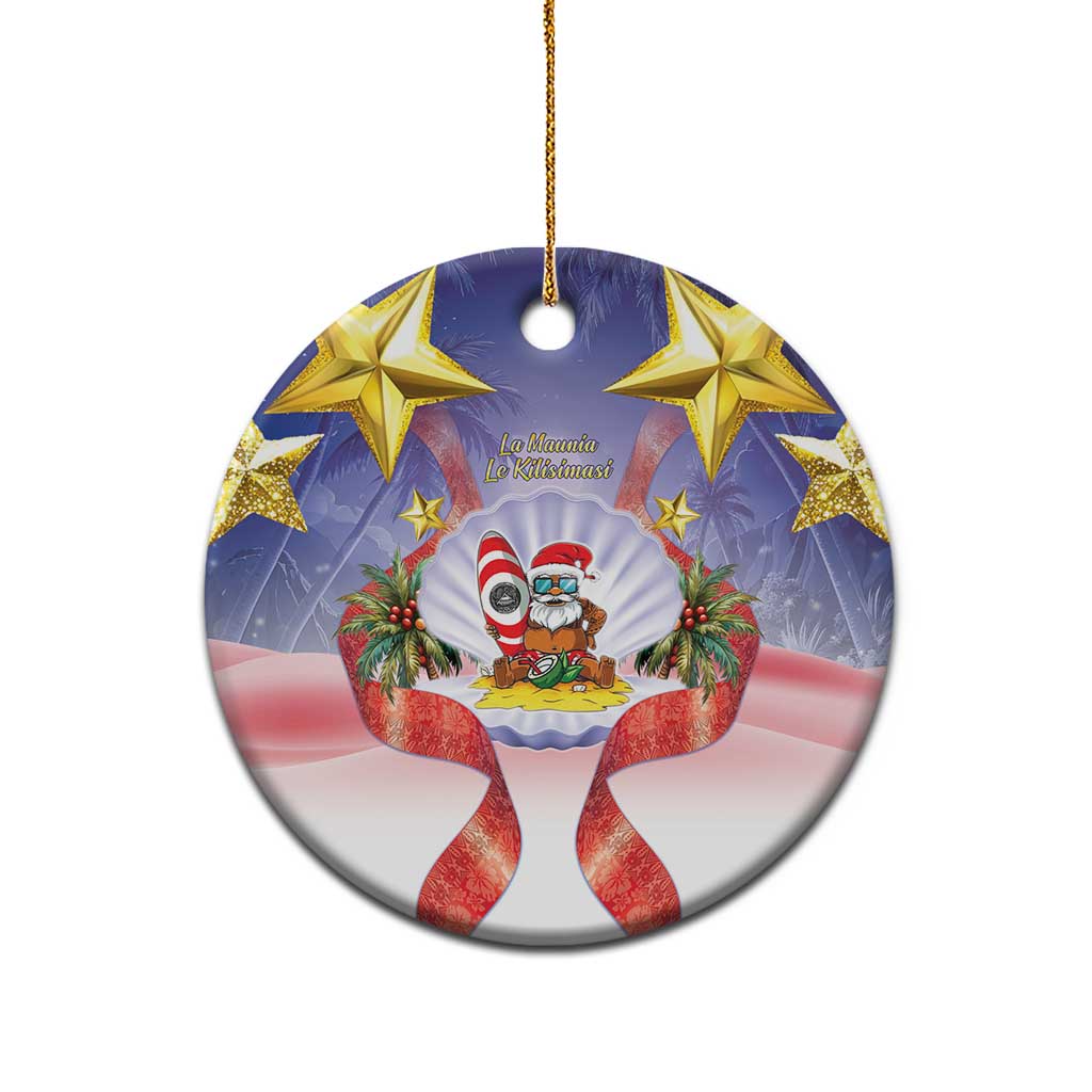 American Samoa Christmas Ceramic Ornament Seashell Santa Beach Vibes - Polynesian Pride