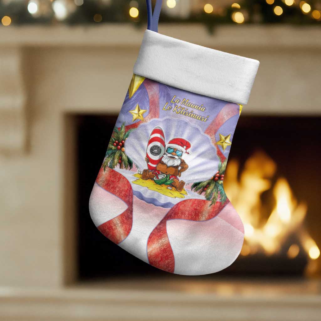 American Samoa Christmas Stocking Seashell Santa Beach Vibes - Polynesian Pride