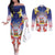American Samoa Christmas Couples Matching Off The Shoulder Long Sleeve Dress and Long Sleeve Button Shirt Seashell Santa Beach Vibes - Polynesian Pride