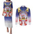 American Samoa Christmas Couples Matching Puletasi and Long Sleeve Button Shirt Seashell Santa Beach Vibes - Polynesian Pride
