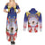 American Samoa Christmas Couples Matching Summer Maxi Dress and Long Sleeve Button Shirt Seashell Santa Beach Vibes - Polynesian Pride