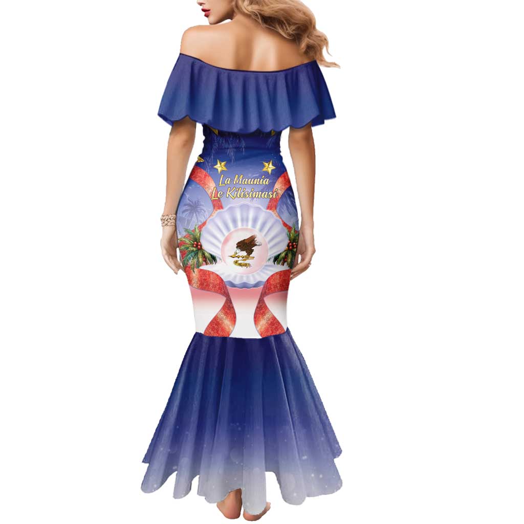 American Samoa Christmas Family Matching Mermaid Dress and Hawaiian Shirt Seashell Santa Beach Vibes - Polynesian Pride