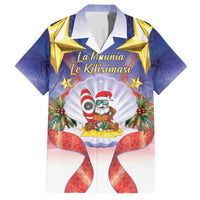 American Samoa Christmas Family Matching Off The Shoulder Long Sleeve Dress and Hawaiian Shirt Seashell Santa Beach Vibes - Polynesian Pride