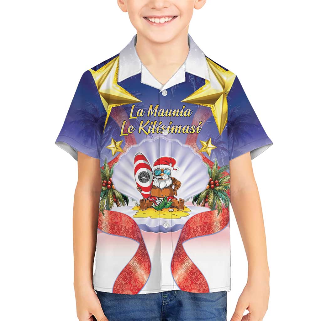 American Samoa Christmas Family Matching Short Sleeve Bodycon Dress and Hawaiian Shirt Seashell Santa Beach Vibes - Polynesian Pride