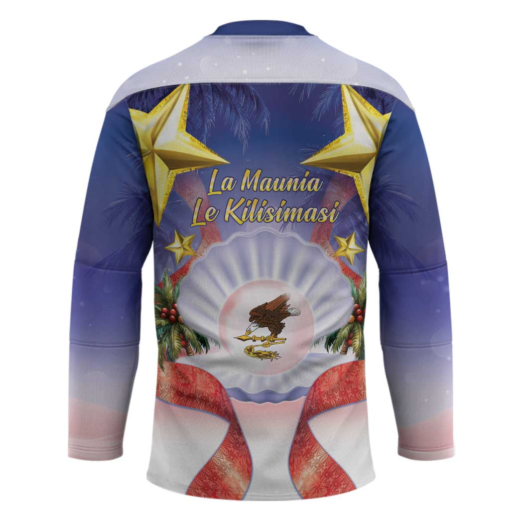 American Samoa Christmas Hockey Jersey Seashell Santa Beach Vibes LT05 - Polynesian Pride