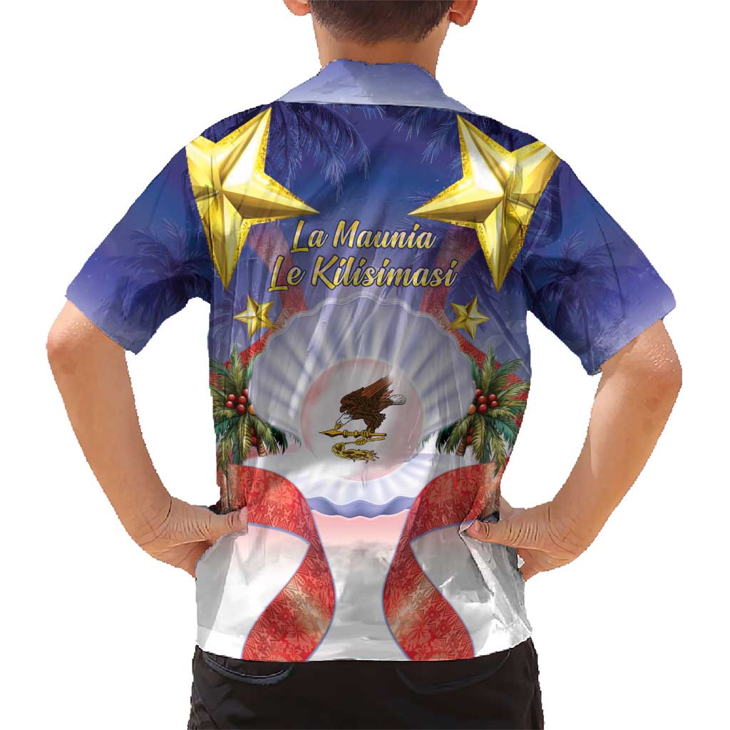 American Samoa Christmas Kid Hawaiian Shirt Seashell Santa Beach Vibes LT05 - Polynesian Pride