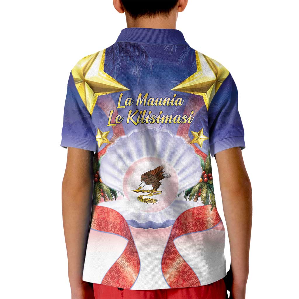 American Samoa Christmas Kid Polo Shirt Seashell Santa Beach Vibes LT05 - Polynesian Pride