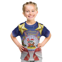 American Samoa Christmas Kid T Shirt Seashell Santa Beach Vibes LT05 Navy - Polynesian Pride