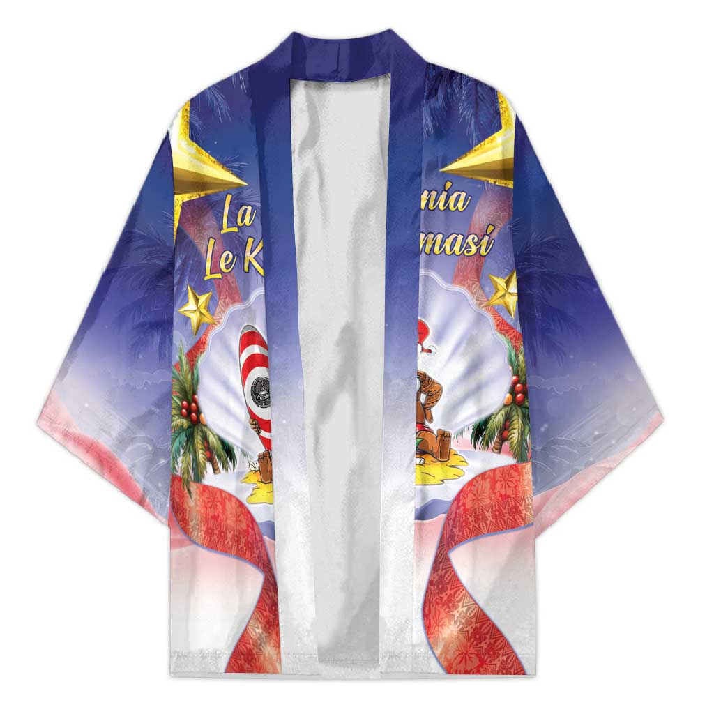 American Samoa Christmas Kimono Seashell Santa Beach Vibes LT05 Unisex Navy - Polynesian Pride