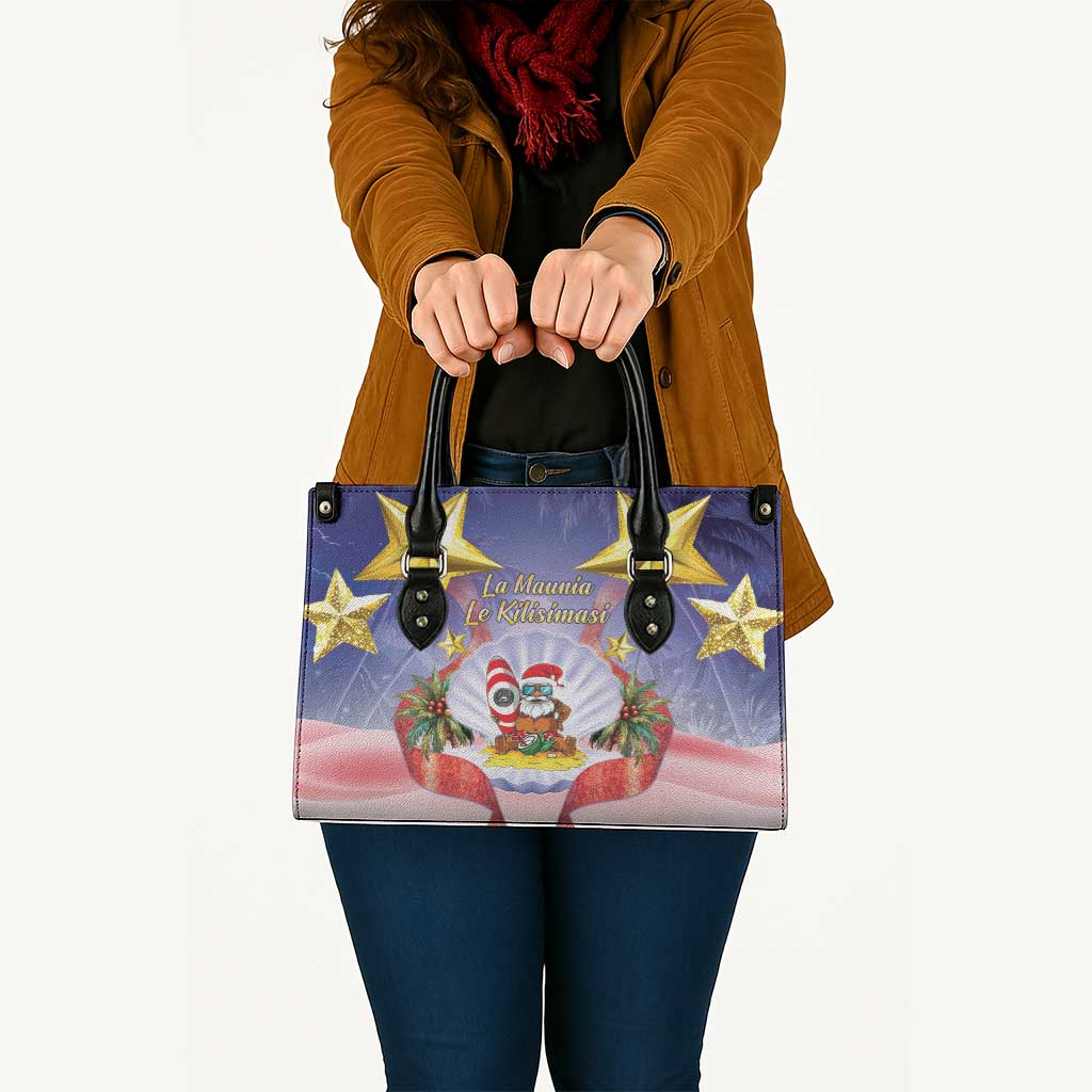 American Samoa Christmas Leather Bag Seashell Santa Beach Vibes LT05 - Polynesian Pride