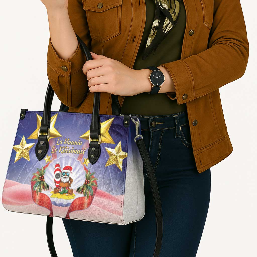 American Samoa Christmas Leather Bag Seashell Santa Beach Vibes LT05 - Polynesian Pride