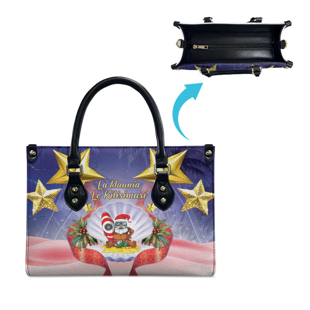 American Samoa Christmas Leather Bag Seashell Santa Beach Vibes LT05 - Polynesian Pride