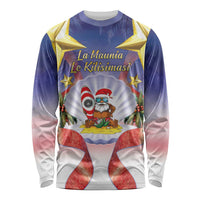 American Samoa Christmas Long Sleeve Shirt Seashell Santa Beach Vibes LT05 Unisex Navy - Polynesian Pride