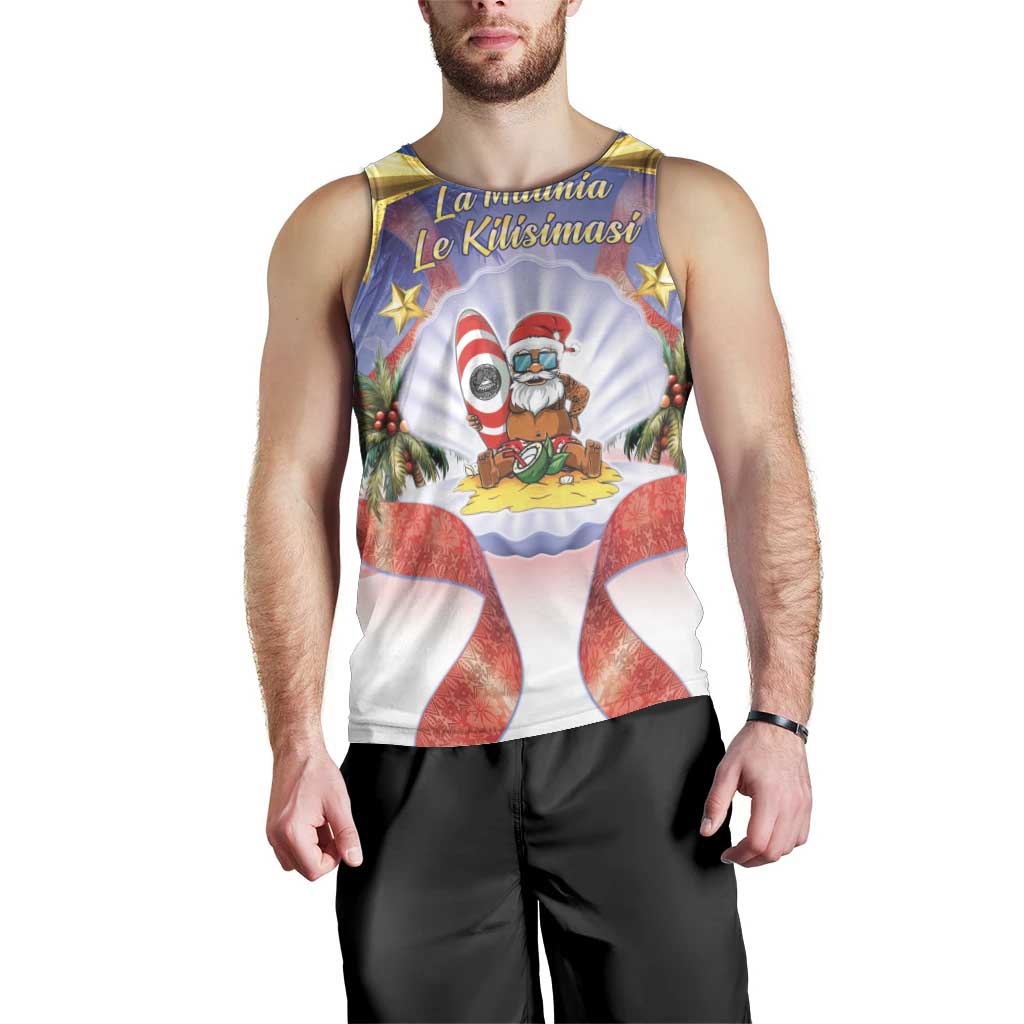 American Samoa Christmas Men Tank Top Seashell Santa Beach Vibes - Polynesian Pride
