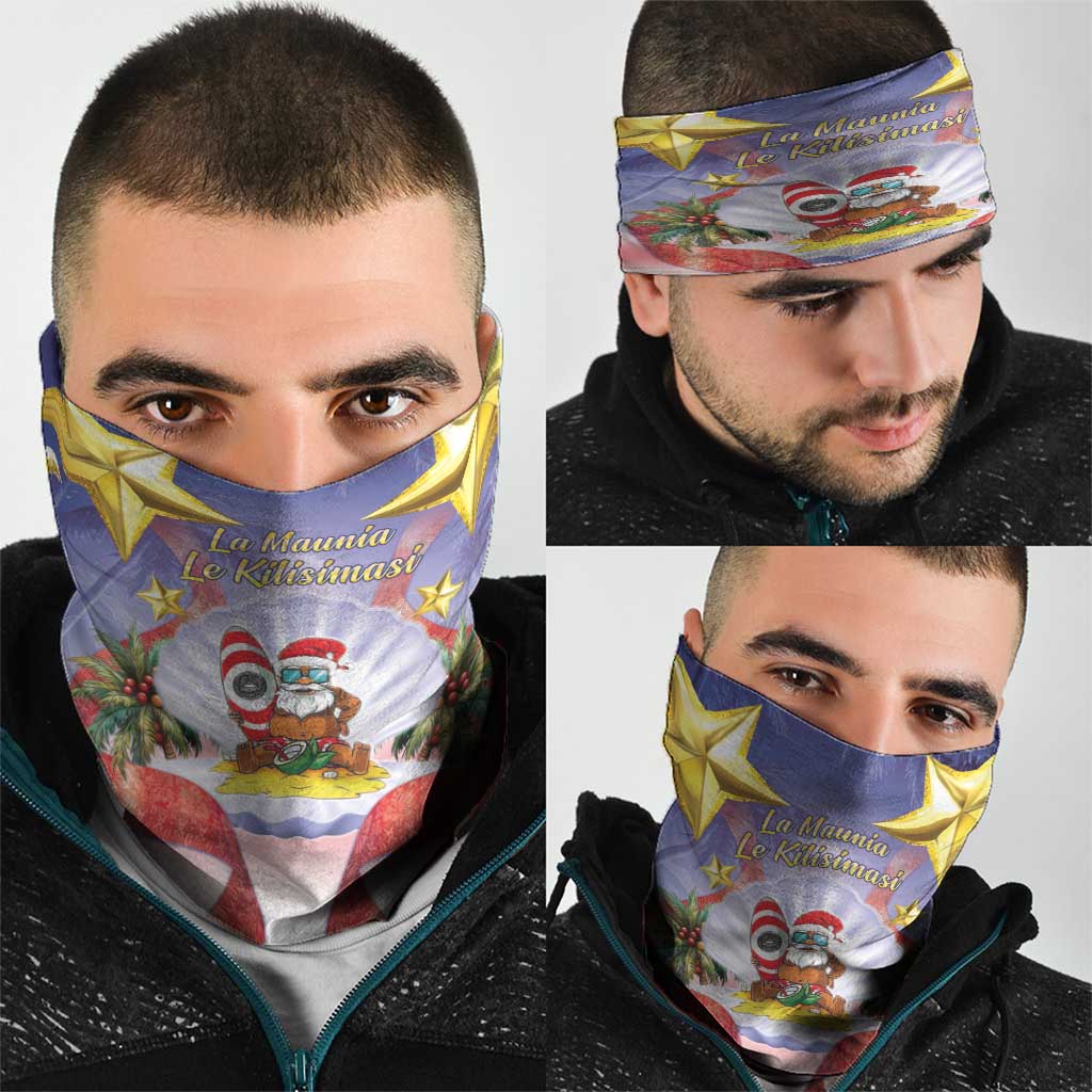 American Samoa Christmas Neck Gaiter Seashell Santa Beach Vibes LT05 - Polynesian Pride