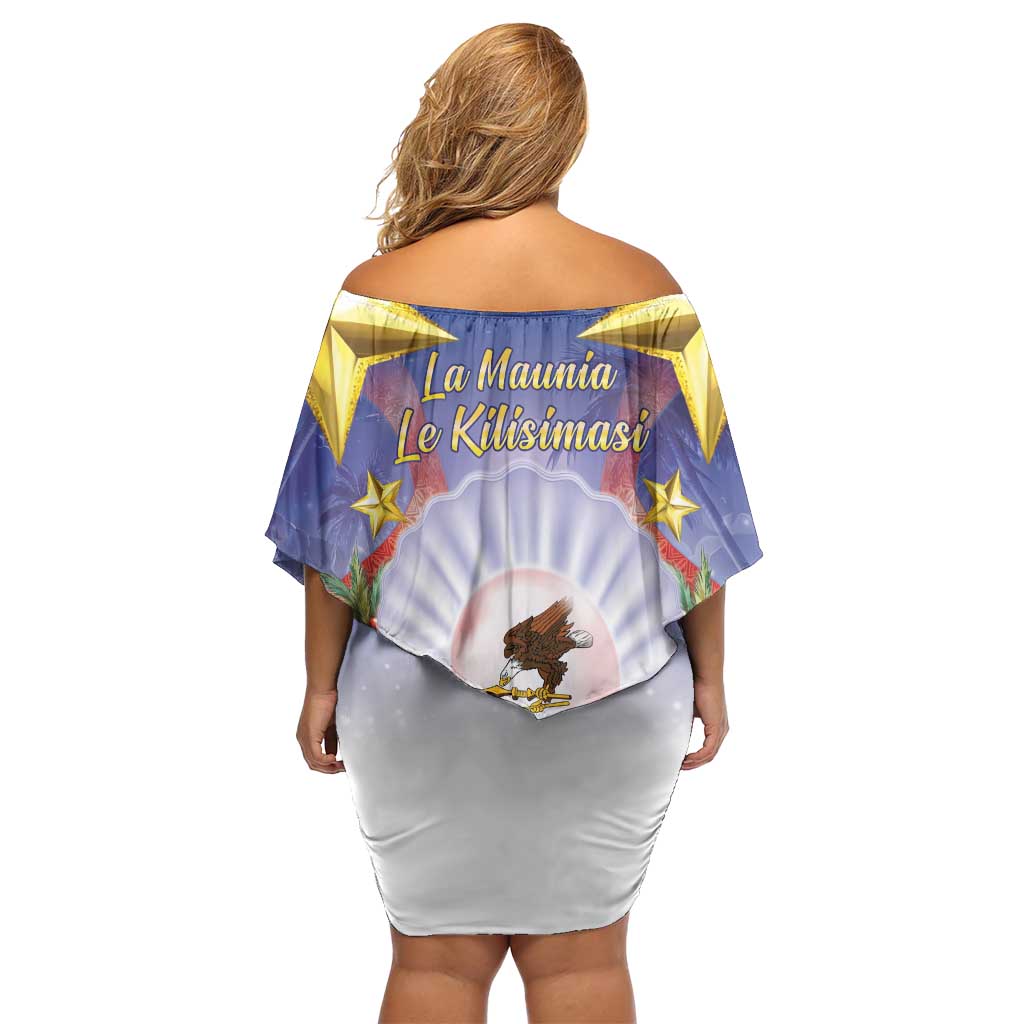 American Samoa Christmas Off Shoulder Short Dress Seashell Santa Beach Vibes LT05 - Polynesian Pride
