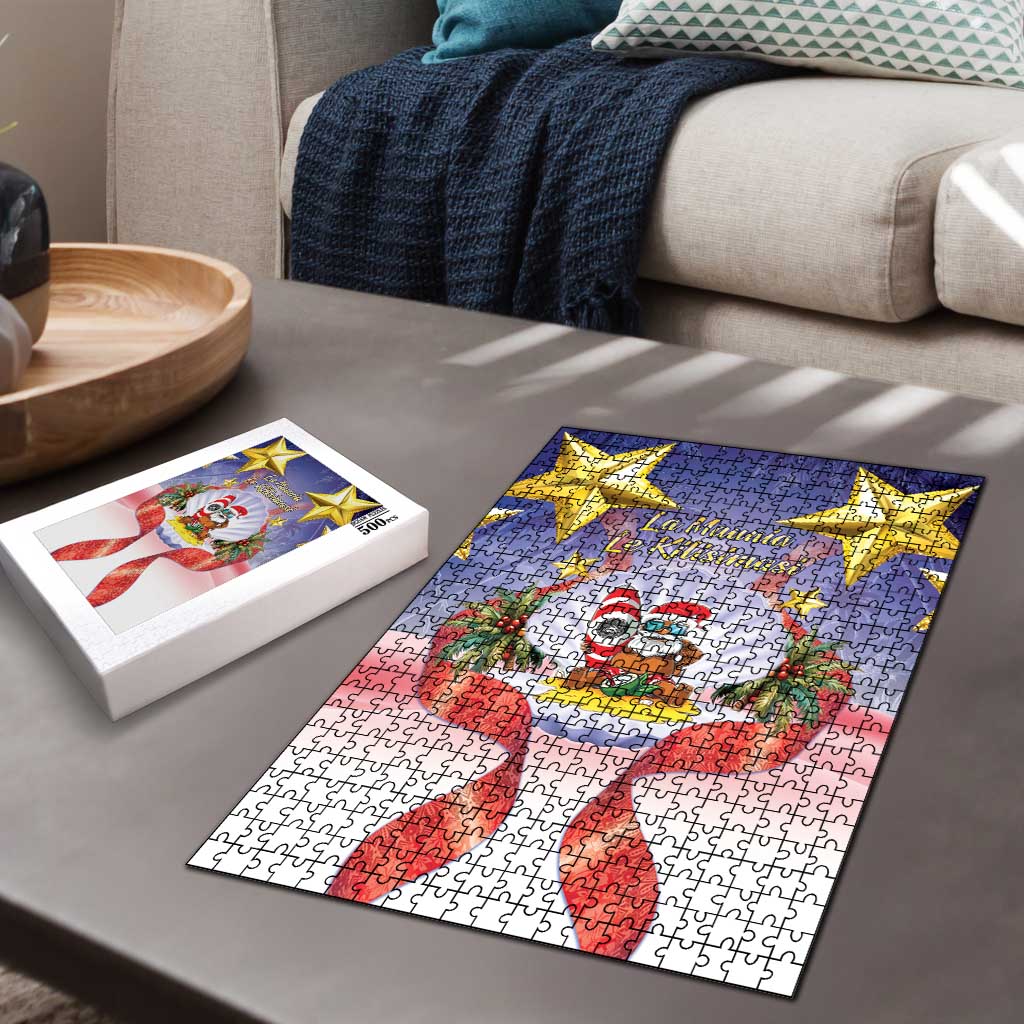 American Samoa Christmas Puzzle Seashell Santa Beach Vibes LT05 - Polynesian Pride