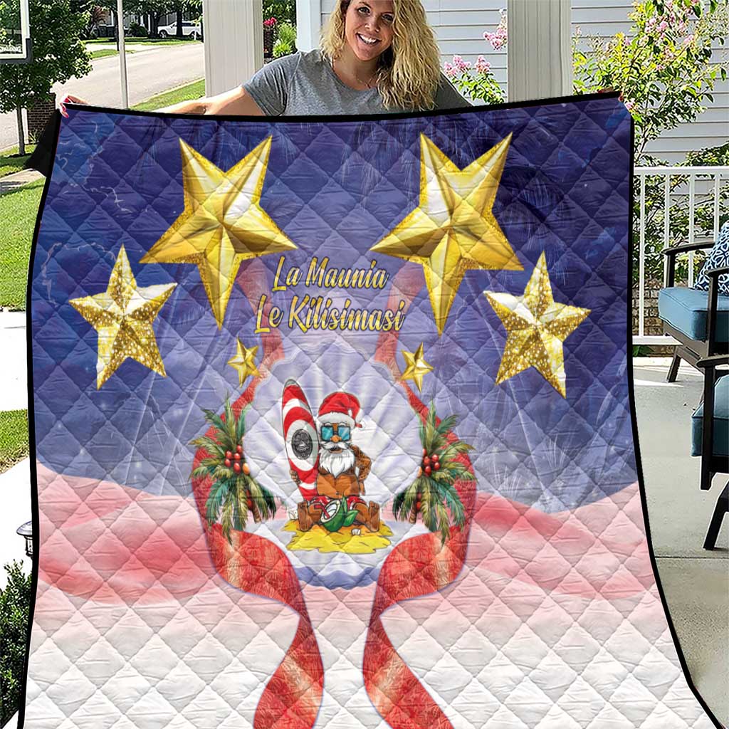 American Samoa Christmas Quilt Seashell Santa Beach Vibes LT05 Navy - Polynesian Pride