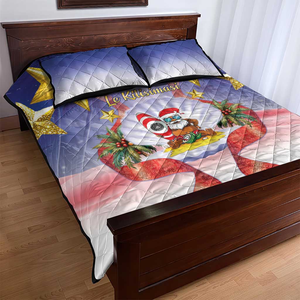 American Samoa Christmas Quilt Bed Set Seashell Santa Beach Vibes LT05 - Polynesian Pride